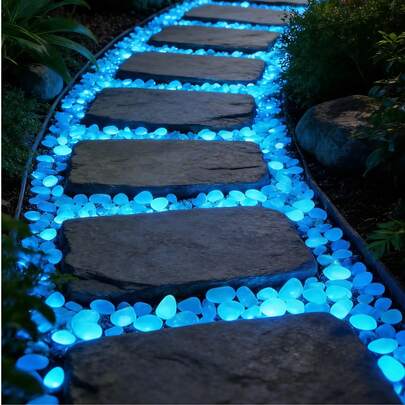 600/400/200/100pcs Glow In The Dark Stones, Luminous Stones Garden Decor Micro Landscape Aquarium Decoration Outdoor Yard Lawn, Glow Garden Pebbles For Yard And Walkway Decor, DIY Glowing Stones, Wedding Decor, Summer Decor, Fairy Outdoor Gardening Bonsai Decoration
