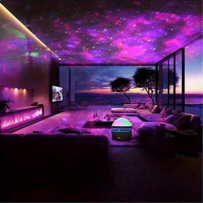 1pc Multi-Color LED Starry Aurora Projector - 360° Ceiling Projection LED Ambient Light, USB Powered & Remote Control, Ideal For Bedroom Ambiance And Home Theater Decor, Bedroom/Living Room Night Light, Indoor Decor Lighting, Relaxing Atmosphere, Dimmable Ambient Lighting, Perfect Mother's Day Gift
