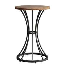 Tribesigns 37.4" H Bar Table, Round Bar Table With Curved Metal Base, High Top Pub Table For Small Spaces, Living Room, Kitchen, Or Apartments (Brown & Black) - Brown - View 7