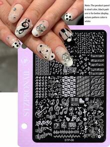 1 khuôn dập móng nghệ thuật hình ký hiệu âm nhạc, họa tiết hoa bướm, khuôn dập nhạc theo phong cách Y2K, dụng cụ làm móng nghệ thuật, đồ dùng cho tiệm nail. - Nhiều màu - Xem 2