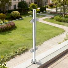 SENDERPICK Glass Railing System Tempered Glass Balcony Railing Deck Balustrade Handrail Stainless Steel - Silver - View 8