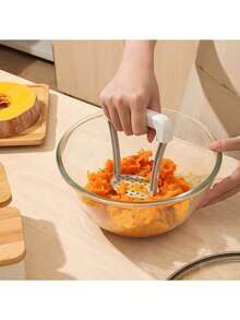 2 piezas Prensador manual de patatas, herramienta de prensado de alimentos para hacer puré, para uso doméstico, prensador de camote - Multicolor - Ver 5