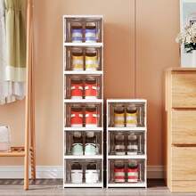 Juego de Cajas de Almacenamiento de Zapatos Apilables de 6 Niveles con Acceso Fácil por Delante | Zapatero Plegable de Plástico Transparente, A Prueba de Polvo | Ideal para Armario, Entrada, Dormitorio y Hogar - Blanco - Ver 6
