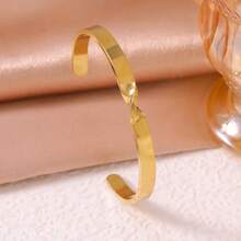 Vòng tay bằng thép không gỉ mạ vàng 18K, kiểu dáng xoắn hình chữ C, phong cách Pháp tối giản thanh lịch. - Nhiều màu - Xem 7