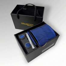 DOZE GOLDEN Premium Quality Traditional Tie Set For Events And Weddings. - 14 Azul Royal - Ver 1