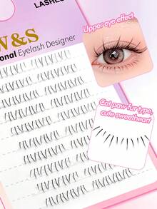 Waloshow Cat Claw Segment False Eyelashes, 3-In-1 Slouchy Lash Curler, Reusable Eyelash Extension For Beginners - B - View 2