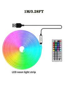 1-5m LED Neon Light Strip, Flexible LED Tape Light, Remote Control, Multiple Modes, Outdoor RGB Neon Lights Waterproof, Music Sync Gaming LED Neon Light Bar, Suitable For Bedroom And Indoor Use - Colored Light - View 12