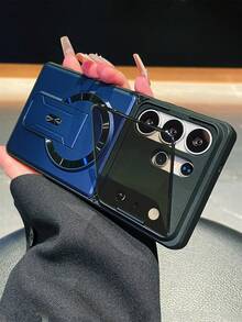 Multifunctional Heavy Industry Anti-Drop Invisible Bracket Support Wireless Charging Phone Case Compatible With Samsung Galaxy S26Ultra S25Ultra S24Ultra S23Ultra S26 S25 S24 A57 A56 Luxury Camera Lens Protect Stand Shock Protection Bumper Back Cover - Blue - View 2