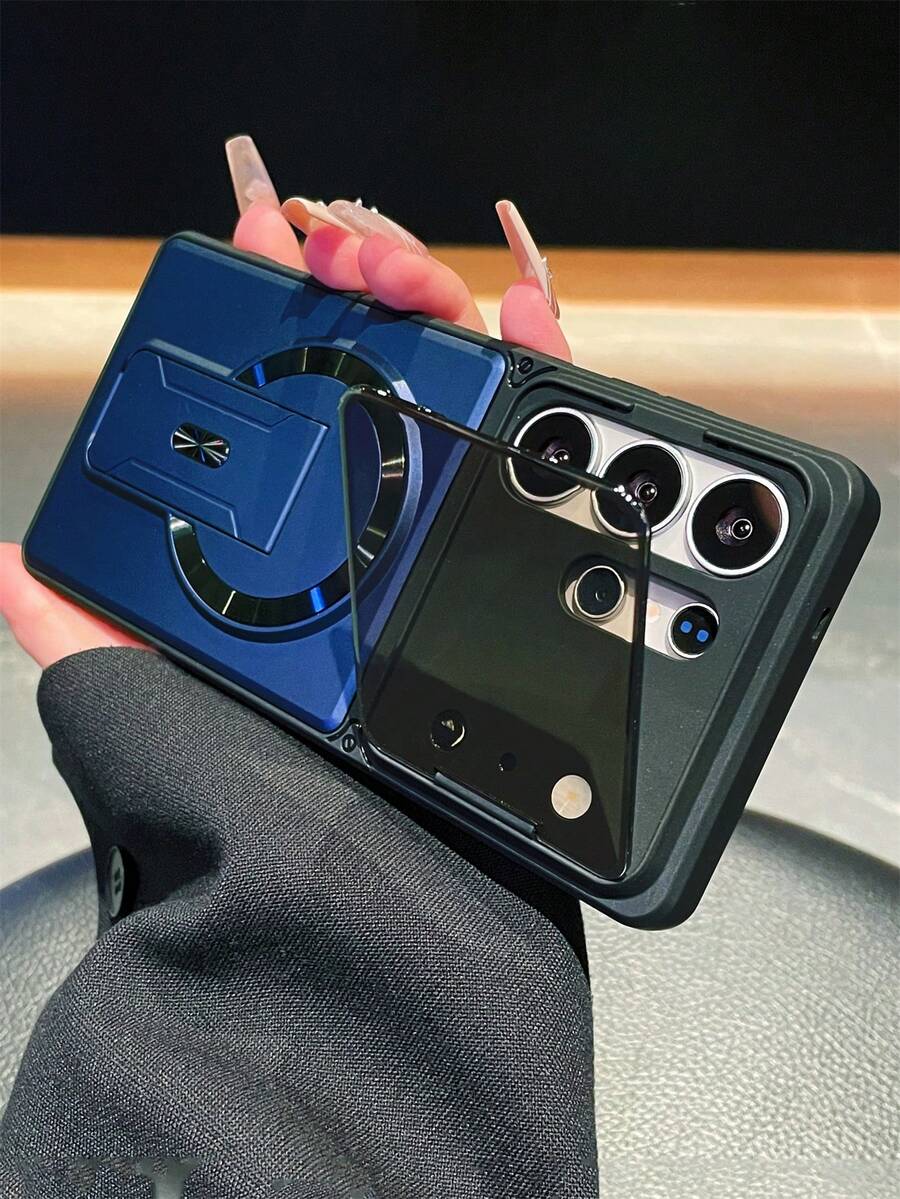 Multifunctional Heavy Industry Anti-Drop Invisible Bracket Support Wireless Charging Phone Case Compatible With Samsung Galaxy S26Ultra S25Ultra S24Ultra S23Ultra S26 S25 S24 A57 A56 Luxury Camera Lens Protect Stand Shock Protection Bumper Back Cover