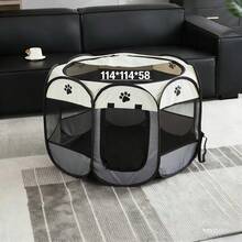 1 pieza Carpa plegable octagonal para mascotas, recinto anti-arañazos para gatos y perros, adecuado para muebles - Gris - Ver 7
