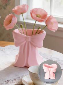 1 pieza Jarrón de cerámica, Jarrón con lazo rosa, Organizador de bolígrafos y brochas de maquillaje, Regalo de decoración de diseño moderno, Almacenamiento para el hogar y la oficina, Decoración de mesa de café (rosa/blanco) Jarrón de estilo bohemio, Decoración moderna para sala de estar, entrada, mesa de café del hogar, Decoración central para mesa de café de sala de estar y dormitorio, Regalo del Día de la Madre, Decoración de Pascua - Múltiples estilos - Ver 19