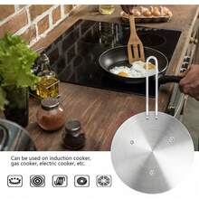 1 pieza Placa de conversión de cocina de inducción de seis agujeros, difusor de calor de acero inoxidable, placa adaptadora de cocina de inducción, convertidor de gas, bandeja para hornear, con estante de asa de transporte, adecuado para cocina y restaurante. - Plateado - Ver 1