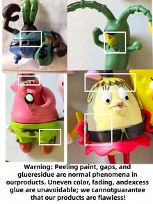 SpongeBob SquarePants 12件套海绵宝宝全家福系列，包含海绵宝宝、派大星、章鱼哥、珊迪、痞老板、蟹老板等比奇堡居民的玩偶，可作桌面摆件、汽车装饰、可爱卡通生日礼物、海绵宝宝和他的朋友们的生日装饰、随机款式桌面摆件、蛋糕装饰、水族箱水下装饰，是节日、生日、圣诞节的理想礼物，也是圣诞袜填充物，海绵宝宝粉丝必备的生日礼物袋，实际产品可能与图片略有不同。 - 隨機 - 查看 7