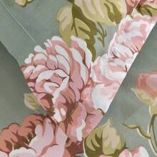 Juego de 3 piezas de falda de cama con volantes dobles de estilo minimalista y moderno con estampado floral, ropa de cama para dormitorio (1 falda de cama, 2 fundas de almohada, sin núcleo interior) - verde menta - Ver 9