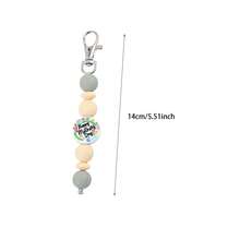 1pc Mother's Day Themed Beaded Keychain, Handmade Beaded Silicone Keychain/Bag Charm With Mother's Day Blessing Text/Flower/Heart Print Pattern, Best Gift For Mom On Mother's Day - Mother's Day Keychain - View 6