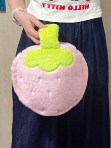 1pc Strawberry Plush Cosmetic Bag, Niche Travel Handheld Large Capacity Girly Jewelry & Sundries Storage Pouch, Cute Accessory - View 4