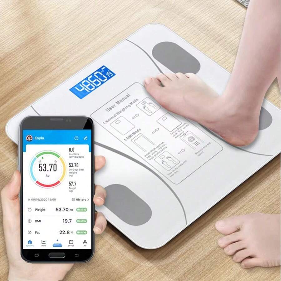Digital Body And Muscle Scale, Smart Scale, Bluetooth Connection To App, Weights Up To 180 Kg, Accuracy Up To 0.01Kg - White - View 1
