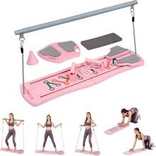 Pilates Board, 7-In-1 Multi-Purpose Portable Pilates Reformer Set, Foldable Pilates Reformer Equipment, Yoga Board Set With Resistance Bands. Can Be Used For Abdominal, Biceps, Triceps And Full Body Core Strength Training. Christmas Gift, Perfect Gift For Fitness Enthusiasts. For Women, Ideal Gift For Mom Wife Her - Màu hồng 7 trong 1 - Xem 1