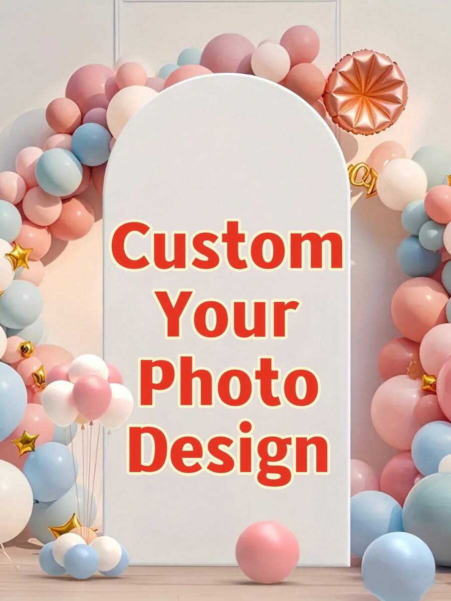 Double-Sided Customized Printed Arch Backdrop, Can Print Personalized Designs/Photos, Suitable For Wedding, Birthday Party And Banquet Decoration. This Product Does Not Include Any Stands Or Balloons. - Multicolor - View 1