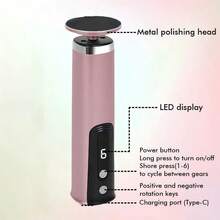 2-In-1 Electric Foot & Hand Care Tool, Electric Callus Remover & Foot File, 1200mAh - Rose Gold - View 10