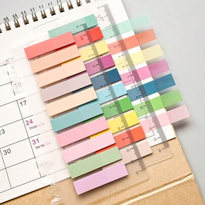 200pcs/Pack Index Tabs Stickers, PET Plastic Transparent Bookmarks For Students Textbooks, Minimalist Design, Writable Memo Stickers