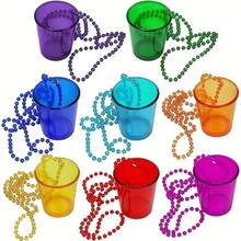 1/6pcs Cup-Shaped Necklace Decorations, Beaded Chain With Cup Pendant, Suitable For Necklace, Tabletop Or Porch Decor, Multi-Color Options (Blue, Green, Purple, Pink, Orange, Red), Lightweight Durable Plastic Beads, Suitable For Birthday, Easter, Bachelorette Party, Carnival, Bar, Club, Graduation, Anniversary - Multicolor - View 1