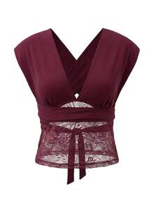 Women Tank Tops & Camis - 酒紅色 - 查看 4