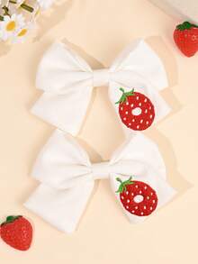 2个装 26个字母草莓刺绣发夹，可爱水果发卡，柔软面料鳄鱼夹，适合婚礼、生日派对、日常佩戴，甜美草莓发卡，节日礼物，婴儿发饰 - 彩色 - 查看 32