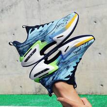 Men's Lightweight Athletic Sneakers, Round Toe, Low-Top Lace-Up Closure, Breathable Design, Durable Outsole With Good Traction, Suitable For Gym, Everyday Wear - Blue - View 6