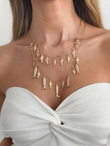 Bộ 2 mặt dây chuyền hình nàng tiên cá và cá nhiệt đới phong cách Bohemian cổ điển, có tua rua, thích hợp đeo hàng ngày và đi nghỉ mát. - Nhiều màu - Xem 5