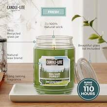 Fall Scented Candles Balsam Forest Fragrance 18 oz Jar Proudly Poured in USA Aromatherapy Candle Single-Wick with 110 Hours of Burn Time Perfect for Creating a Refreshing Ambiance - Fragancia de bosque bálsamo NUEVO - Ver 4