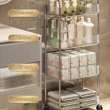 1 pieza Carrito móvil de almacenamiento de aperitivos de varios niveles (2/3/4 niveles) transparente, multiusos, con gran capacidad de carga, ruedas giratorias, con cerradura, conveniente y flexible, de material acrílico, adecuado para cocina, baño, sala de estar y dormitorio, ideal para almacenar cosméticos, libros y artículos del hogar - Multicolor - Ver 8