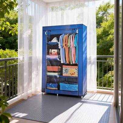 105 x 45 x 170cm Armadio in tessuto facile da montare / Armadio guardaroba singolo antipolvere / Armadio piccolo per dormitorio con telaio in acciaio rinforzato / Colore casuale