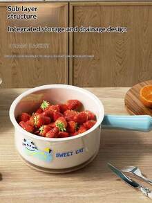 1个加厚多功能沥水篮，家用，客厅，水果盘，塑料材质，厨房滤网，蔬菜清洗盆，舀水蔬菜篮 - L - 查看 3