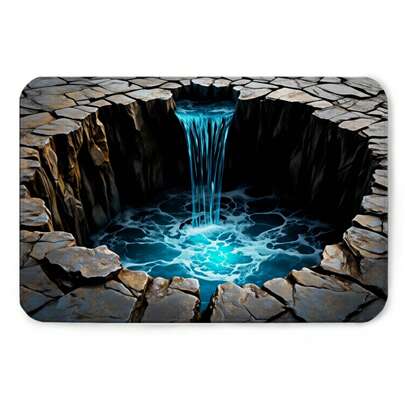1pc Of Contemporary Rug Mat Featuring 2D Illusion Art That Shows A Hole In The Ground, Suitable For Decorating Bedrooms, Living Rooms, Kitchens, And For Indoor Holiday Celebrations Like Halloween, Thanksgiving, And Christmas