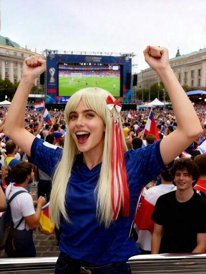 1 chiếc nơ cài tóc màu cờ quốc gia dành cho bé gái dự World Cup, phụ kiện tóc tết đuôi ngựa.