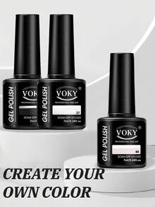 VOKY 3件套黑白粉色凝胶指甲油 - 持久沙龙级美甲效果，四季居家使用，馈赠亲友的完美礼物，指甲油套装 - 彩色 - 查看 1