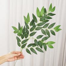 2入 23.62英吋人造蝴蝶蘭花莖附葉，單莖柳葉枝條，人造綠色花莖，花瓶填充裝飾，乾燥人造枝條 - 2pcs蝴蝶蘭單桿柳葉枝 - 查看 6