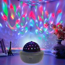 1 stjärn- och måneprojektionsnattlampa - USB-anslutning - Projektionsnattlampa - Sänglampa med atmosfärsljus - Roterande rumslampa Projektorlampa - Multifärgad - Visa 6