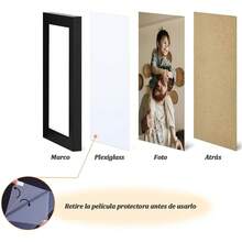 Portaretratos con Bisagras de 4x6 Pulgadas, Marcos para Fotos con 3 Aberturas, Marcos para Cuadros Vertical, Exhibición Escritorio para Oficina, Hogar, Negro - negro-3 - Ver 4