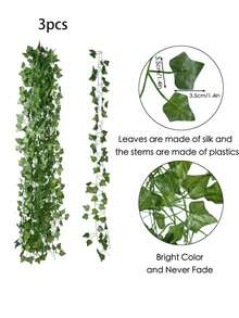 (3/6/12pcs) Decorative Vine, Indoor Decor Artificial Evergreen Ivy Leaves Hanging Wreath, Home Bedroom Wall Wedding Christmas Party Office Garden Outdoor Decoration - Green - View 15