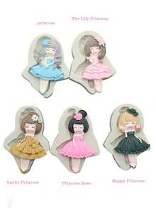 1个随机款式硅胶烘焙模具，小公主系列，蛋糕手工DIY - 彩色 - 查看 8
