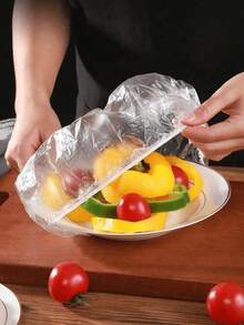 100pcs/Pack Disposable Food Wrap Film And Shower Cap Set, PE Cling Film For Home Food Preservation - Default - View 16