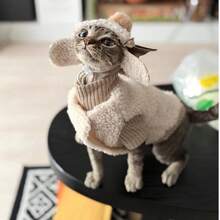 Warme Fleeceweste für Haustiere, Herbst/Winter, Druckknopfverschluss, Retro-Stil, geeignet für Devons, Siam, Cornish Rex, Abessinier Katzen - Aprikosenfarben - Übersicht 1