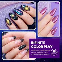 Beetles 20 Colors Cat Eye Gel Nail Polish Set - Glitter Red Green Blue Brown Black, Magnetic Base & Matte Glossy Top Coat, Galaxy Gemlight Soak Off UV Manicure Salon Gift For Women - 20 Color Stellar Mirage - 查看 5