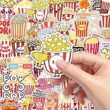 50pcs Cute Cartoon Popcorn Snack Stickers, American Creative Fun Decorative Stickers For Notebook, Mirror, Scrapbooking DIY Funny Stickers Kindle Scrapbook Supplies Laptop Sticker - 50 Popcorn Sheets - View 1