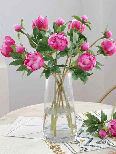 1/5pcs 19-Inch Artificial Peony Bouquet, Realistic Peony, Artificial Flowers, Fake Bouquet For Home Decor, Valentine's Day Gift, Mother's Day Gift, Wedding Centerpieces, Party Decor, Wedding Bouquet, Office Decor, Bedroom And Living Room Decor