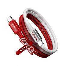 Coca-Cola Cable USB C a C de la serie Starry C16 de , [1m/3.3ft] Cable trenzado de nailon para carga rápida, transferencia de datos a 480Mbps, línea de carga tipo C a tipo C - Rojo y blanco - Ver 9