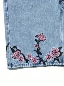 Quần short denim nam thêu họa tiết phong cách đường phố - Rửa nhẹ - Xem 4