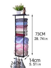 1pc No Drill Towel Rack - Self-Adhesive Towel Rack With Shelf, Bathroom Towel Rack, Can Be Stuck On Bathroom Wall - Black - View 12